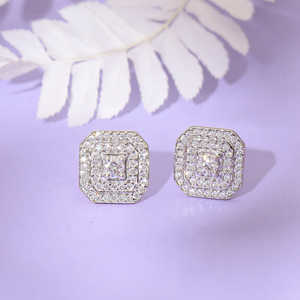 Boucles d'oreilles en diamant radieux luxueux Bijoux en pierres précieuses d'une beauté élégante - Product Image 3