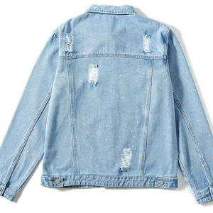 แจ็กเก็ตยีนส์คอปกของผู้ชายสีน้ำเงินสไตล์วินเทจฤดูใบไม้ผลิออกแบบได้ตามต้องการ - Product Image 2