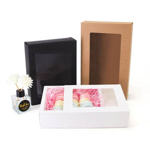 Caja de regalo de ventana visual extraíble negra, caja de papel de vaca abierta de ventana de Color sólido, caja de cajón de envoltura de regalo de vacaciones de piel de vaca - Product Image 6