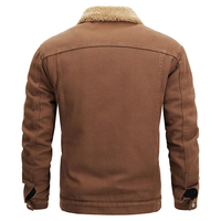 Veste en jean classique marron pour l'hiver, grande taille, fermeture à boutons en corne, col rabattable, chauffante, coupe-vent, personnalisable pour homme