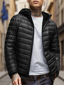 Veste matelassée à capuche pour homme, résistante à l'eau, ultra-rembourrée, isolée, coupe-vent, fermeture éclair, veste d'hiver, veste de camping matelassée - Product Image 2