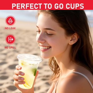 Gobelets en plastique avec couvercles 16 oz Gobelets à café glacé jetables transparents avec couvercles à boire sans paille Gobelet pour boissons froides Café glacé - Product Image 4