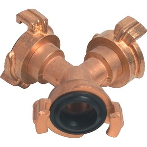 Conector en Y de latón de acoplamiento rápido MEGA para manguera de jardín, tamaño 9.5-38 mm - Product Image 1