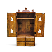 Altar Espacioso de Madera Sólida de 42 Pulgadas para Culto Espiritual, Pooja Ghar con 2 Puertas y 4 Cajones, Color Blanco Brillante, para Hogar, Oficina, Cumpleaños, Bodas