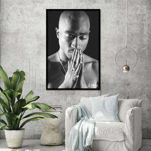 Tupac <b>Poster</b> Black Frame Pray Design Made of Paper - Product Image 1