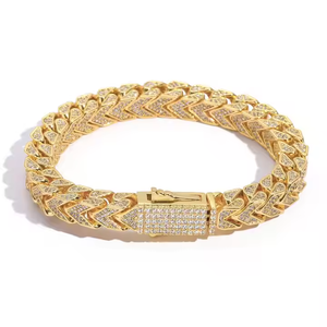 10K Or/Argent Flèche Lien 10MM Chaîne Glacé Moissanite À La Mode Cadeau De Mariage Déclaration Collier - Product Image 5