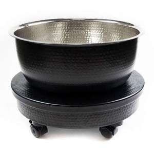 Grand bols de pédicure en métal bicolore brillant à l'intérieur blanc à l'extérieur bols martelés baignoire de pédicure - Product Image 3