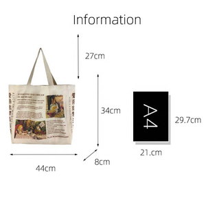 กระเป๋าผ้าแคนวาสลายทางสไตล์เรเนซองส์กระเป๋าผ้าคอตตอนพิมพ์โลโก้ออกแบบได้ตามต้องการ - Product Image 6