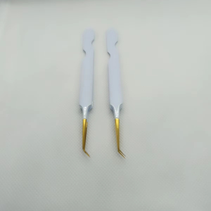 แหนบหยดสีขาวสำหรับการต่อขนตาคอลเลกชั่นที่จับแบบเรียบสแตนเลสเครื่องมือขายส่ง - Product Image 2