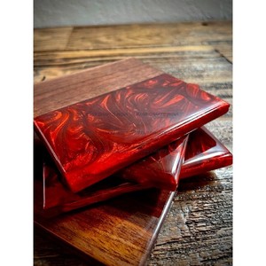 Handmade <b>Set</b> of 4 Personalized round Wood Diamond Resin Tea Coasters for Office & Home Use HomeTop Quality Customize <b>Square</b> - Product Image 3