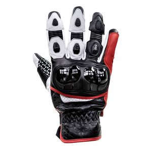 ถุงมือมอเตอร์ไซด์ผู้ชายสีขาว/ดำหนังแพะแท้กันน้ำชุดกีฬารถจักรยานยนต์ชุดแข่งรถ - Product Image 4