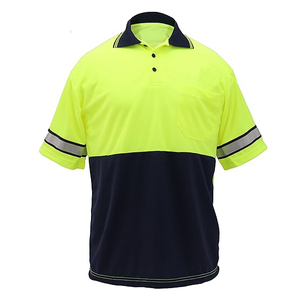 Polo de seguridad de dos tonos de alta visibilidad, transpirable, antiestático, manga corta, ropa de trabajo de construcción, rayas reflectantes - Product Image 5
