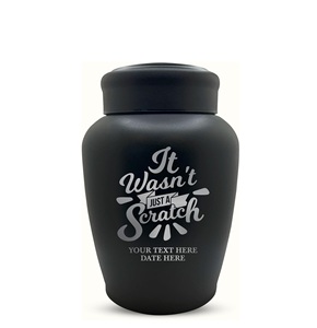 Just a Scratch Personalized Human Cremation Urn for Adult Ashes Engraved Stainless Urn Vessel Name Black Custom Size - Product Image 1