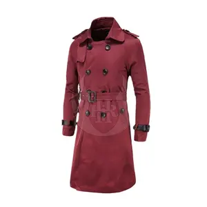 2023 Custom Made Stylish Long Coat Unisex Spring Winter Fashionable High Quality Long Coat With Stylish Belt and Horn Buttons