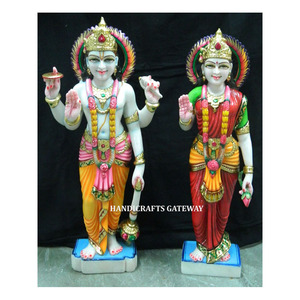 Fabricant de Marbre Coloré Laxmi Narayan Dieu et Déesse Statue Fine Finition Meilleur Prix pour la Maison et la Décoration du Temple - Product Image 1