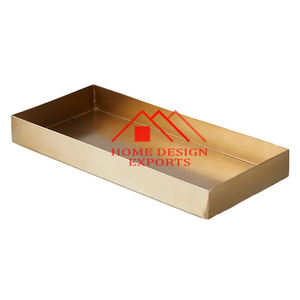 Bandeja de servicio de metal con acabado dorado para restaurante de hotel en casa Bandeja de servicio de comida a precio mayorista - Product Image 1