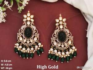 Kundan <b>Jewellery</b> India High <b>Gold</b> Polish Designer Beautiful Fancy Style Kundan Earring <b>Set</b> - Product Image 2