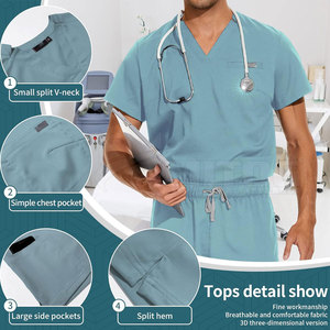 Hot Sale <b>Plus</b> <b>Size</b> New Design Hospital <b>Scrub</b> Suits Sets 100% Cotton Anti-Bacterial Anti-UV Comfortable OEM Service Low Uniforms - Product Image 2