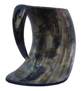 Taza de cuerno hecha a mano de primera calidad hecha de material de cuerno real con superficie pulida y estilo rústico único para uso con fines de regalo - Product Image 2