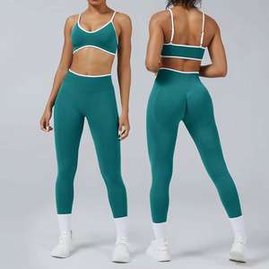 Conjunto de ropa de Yoga activa transpirable personalizada para mujer Sujetador deportivo de corte láser de alta elasticidad Cintura alta Sexy Scrunch Butt Yoga Leggings - Product Image 6