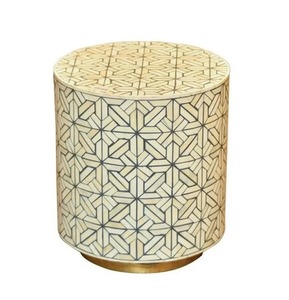 Tabouret personnalisé en incrustation d'os |   Tabouret en bois artisanal avec incrustations - Product Image 2