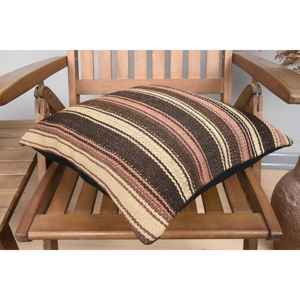 Almohada Kilim de lana marrón de 18x18 pulgadas, cojín estampado esponjoso Vintage para sofá, ropa de cama, portátil de Navidad con relleno de plumas - Product Image 4