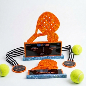 Custom Padel Racket Trophy Padel Racquet Award <b>Plaque</b> for Sports Event Recognition Recycled Plastic Eco Friendly Trophy - Product Image 1