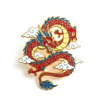 JIN JUMBO Épinglette fantaisie en émail, motifs animaux du zodiaque chinois (Dragon, Tigre), style dessin animé, en zinc plaqué argent, sérigraphiée, Nouvelle collection chinoise