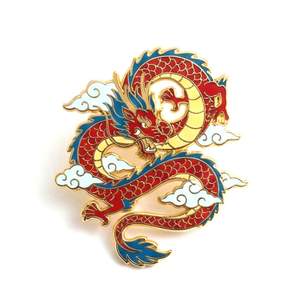 Épinglette en émail personnalisée Dragon Tigre Fantaisie du Zodiaque Chinois - Design Traditionnel en Zinc Plaqué Argent Sérigraphié - Product Image 6
