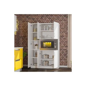 DUYGU Minimaliste Simple Basic 5 portes Blanc Armoire de cuisine salle de bain Solution de rangement multi-usages avec compartiment de four garde-manger - Product Image 2