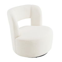 Fauteuil pivotant 360° en tissu Teddy crème, fauteuil d'appoint en mousse haute densité pour salon et chambre à coucher