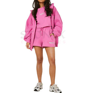 2023 venta al por mayor chándal de mujer personalizado con pantalones cortos de algodón de alta calidad nueva moda señoras chándales ropa de entrenamiento - Product Image 1