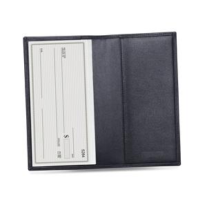 Funda de chequera de cuero negro genuino Cartera con bolsillos para tarjetas Funda de chequera de cuero genuino - Product Image 1