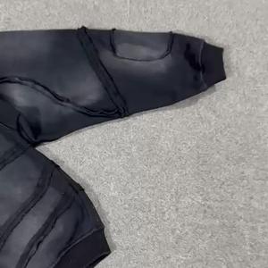 100% coton personnalisé sweats à capuche motif solide doublé col lavé à l'acide décontracté été Style brodé 3D Design Applique - Product Image 5