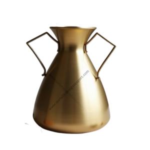 Elegante florero de metal curvilíneo dorado con asas lisas Acento de decoración clásica para el hogar, la oficina o la configuración de eventos - Product Image 2