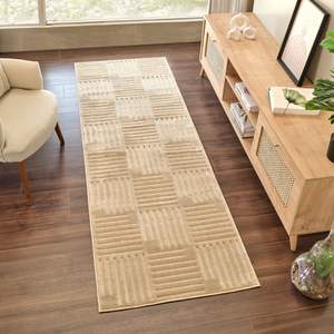 Tapis turcs élégants - Fabriqués à la machine - 100% polypropylène - Style oriental - Motif floral - Rembourrés - Antidérapants - Ensemble de luxe - TURKIYE - Product Image 5