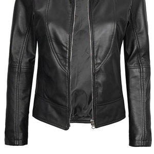 Chaqueta de Cuero Transpirable para Mujer, con Logotipo Personalizado, Cierre Frontal, Cuello Alto, Múltiples Bolsillos, Mangas Largas, para Uso en Exteriores - Product Image 3
