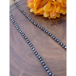 Collier en argent sterling Navajo fait main avec perles de 30 pouces - Product Image 4