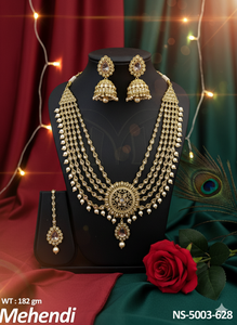 Grand Heavy Polki Jewellery Necklace Set 182gm Perfecto para novias Fiestas de boda y eventos festivos - Product Image 5