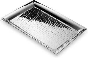 Plateau de service rectangulaire en acier inoxydable martelé polyvalent pour cuisine salle à manger salle de bain 11x16 pouces - Product Image 5