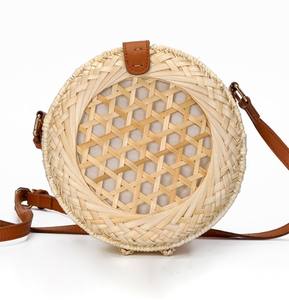 Sac de rangement en bambou écologique, nouvelle tendance, organisateur de plage ronde, sacs d'été à la mode pour femmes - Product Image 2