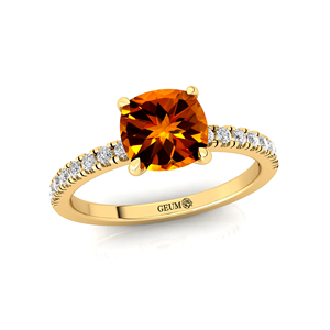 Increíble citrino cojín corte piedra preciosa oro sólido diamantes reales anillos de boda clásicos OEM joyería al por mayor regalo del Día de San Valentín - Product Image 2