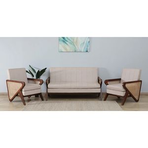 Durbuy Canapé contemporain 3 + 1 + 1 places en bois de Sesham Finition en teck de province Salon - Product Image 1