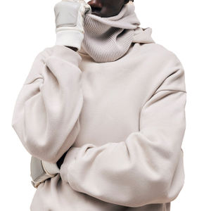 เสื้อฮู้ดดี้ผ้าฝ้าย 100% เสื้อสเวตเชิ้ตสำหรับผู้ชาย ทรงโอเวอร์ไซส์ ผ้าฝ้ายฟลีซ พิมพ์ลายพัฟฟ์ หนานุ่ม GSM สูง ทรงไหล่ตก - Product Image 4