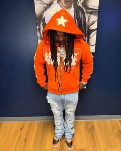 Sudaderas con capucha de diamantes de imitación personalizados Vintage Sun Faded Screen Printing Heavyweight Acid Wash Hoodie para hombres - Product Image 6