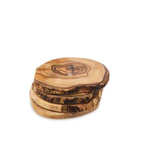 Ensemble de sous-verres en bambou de qualité supérieure de 4 pièces Design classique en pierre de noyer avec support pour la décoration de la maison et les boissons - Product Image 1