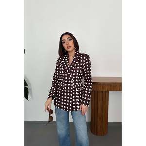 เสื้อแจ็คเก็ตเบลเซอร์ลายจุดสีน้ำตาล - สีน้ำตาล - Product Image 1