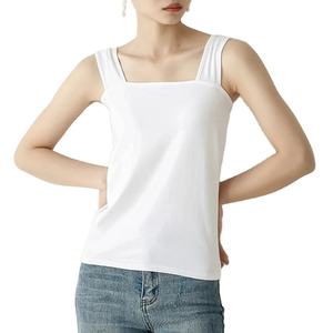 Top corto sin mangas de verano para mujer, cuello cuadrado, camiseta básica, chaleco sexy sin espalda, tops sin mangas de colores sólidos, tejido frontal - Product Image 1