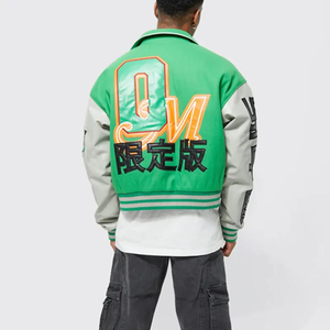 <b>Long</b> 100% Cotton Varsity <b>Jacket</b> College Baseball Design <b>for</b> <b>Men</b> Custom OEM Wholesale Winter Streetwear Front Logo - Product Image 3