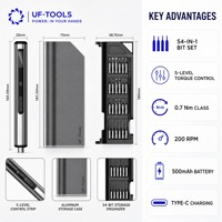 Kit de tournevis électrique N50 54-en-1, 200 tr/min, engrenage planétaire, 500 mAh, type C, ensemble d'outils pour la réparation et l'assemblage d'électronique